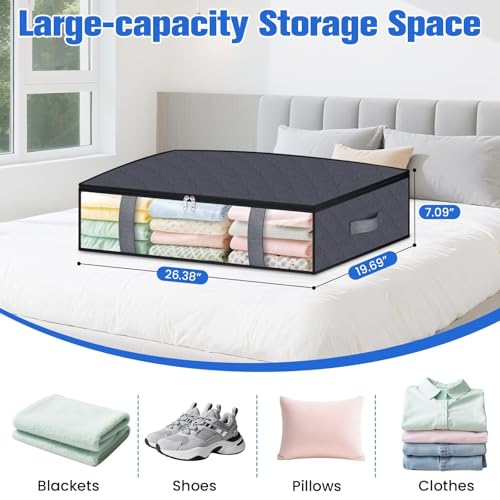 4 Pack Under Bed Storage Containers, 60L Blanket Storage Bags - Image 3