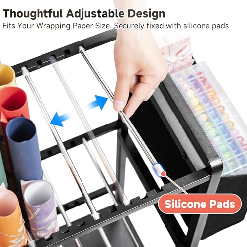 Aquzee Wrapping Paper Storage, Rolling Gift Wrap Storage Stand - Image 5