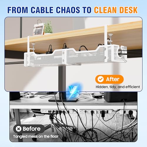 Cable Management Under Desk - 25.2" Open Slots No Dill Cable Tray - Image 6