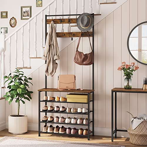 HOOBRO Hall Tree, Coat Rack with Shoe Rack, Hall Tre | Home Organizati - Image 3