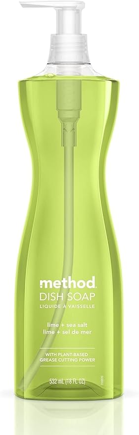 Method Dish Soap, Lime + Sea Salt, Tough on Grease, 18 Fl Oz (Pack of 1)