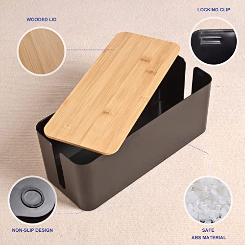 Tuwechen Cable Management Box, Wooden Style Large Cord Organizer - Image 5
