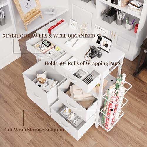 LIVEHOM Wrapping Paper Storage, Rolling Gift Wrap Station - Image 5