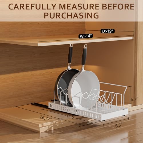 White 2 Pack Pot Lid Organizer, Pull Out Cabinet Rack, 8 Dividers - Image 4