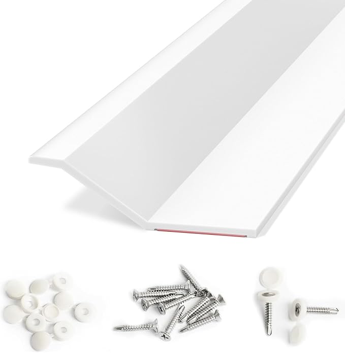 Garage Door Seal Top and Sides, 40 FT Universal TPE Weather Stripping Trim Weatherproofing Seal with Nails and Lids in White