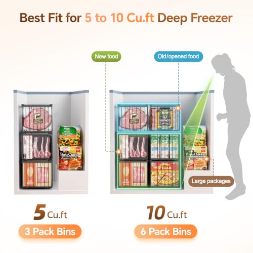 Freezer Organizer Bins, 3 Pack Enlarged Baskets for 5-9 - Image 4