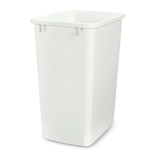 Rev-A-Shelf 35 Quart Kitchen Sink Garbage Can for Base Kitchen and Bathroom Cabinet, Replacement Plastic Trash Bin for Laundry Rooms, White, RV-35-52