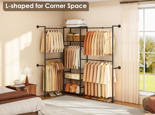 Wall Mounted Closet System, Expandable Clothing Rack with Shelves - Image 5