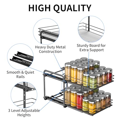 RCHYFEED 2 Tier Pull Out Spice Rack Organizer for Cabinet,9.5" - Image 4