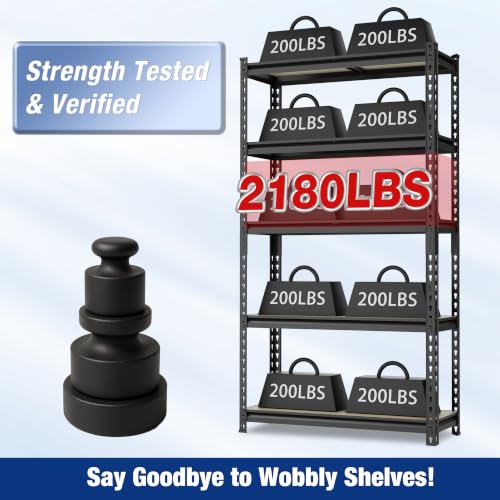 WORKPRO 2180LBS Capacity 5-Tier Storage Shelf 27.6”Wx11.8”Dx60”H - Image 4