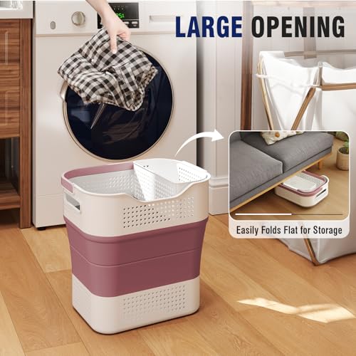 TECHMILLY Collapsible Plastic Laundry Basket Hamper - Image 5