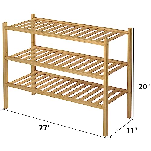 ROMGUAR CRAFT 3 Tier Bamboo Shoe Rack for Closet Free - Image 4