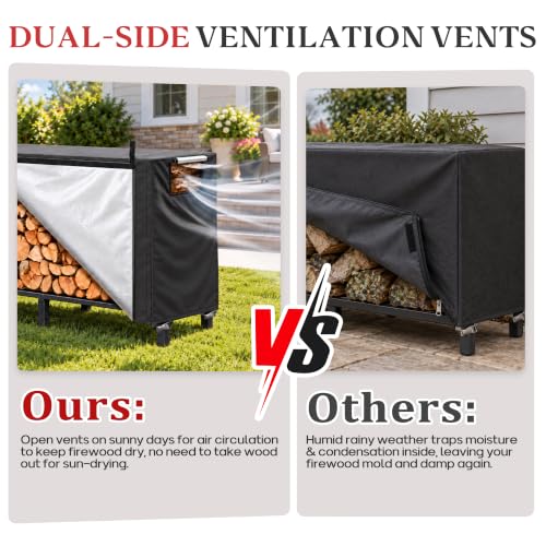 8FT Waterproof Firewood Rack Cover with Vent & Adhesive - Image 6