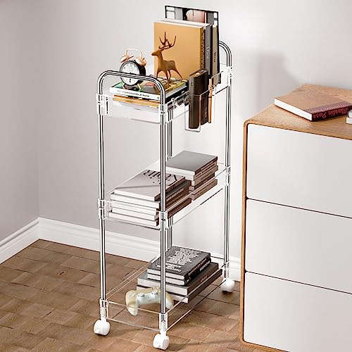 SPACEKEEPER 3 Tier Acrylic Storage Rolling Cart Clear Bathroom - Image 6