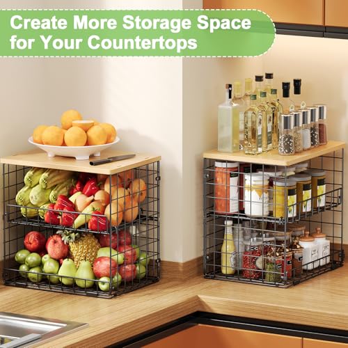 4 Pack Stackable Wire Baskets for Pantry Organizers - Image 4