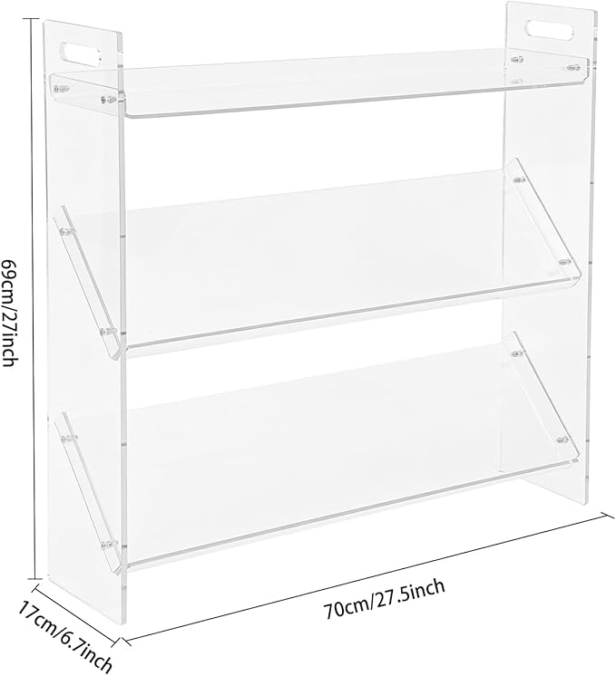 3-Tier Acrylic Shoe Rack, Shoe Organizer for Entryway Closet, Sturdy Display Shelf for Sneakers Boots, Space-Saving Storage Solution, 27.6" x 6.7" x 27.2" (Clear)