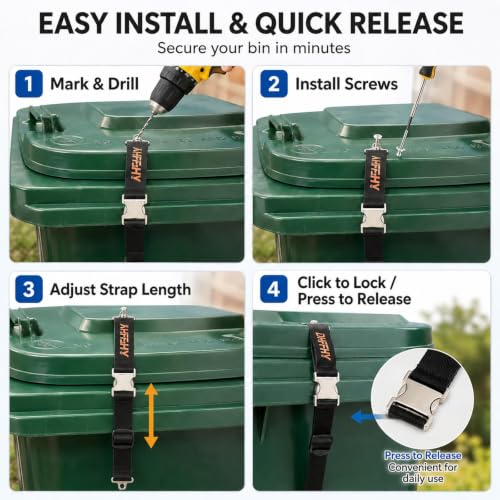 4PCS Heavy-Duty Bear Proof Trash Can Locks - Animal-Proof Lid - Image 8