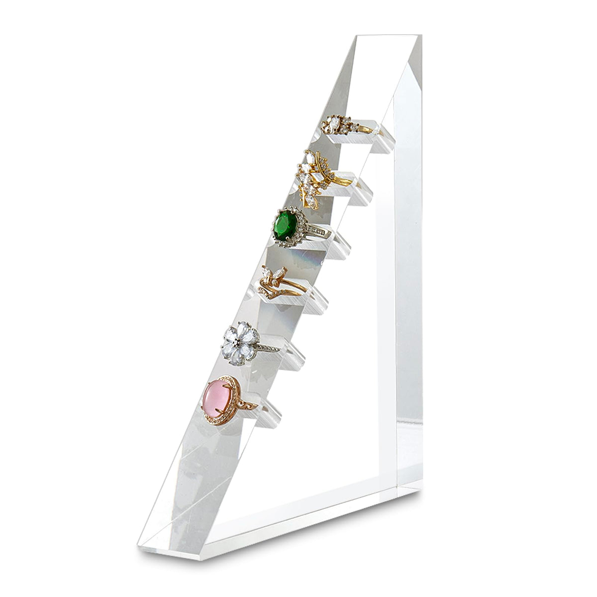 MyGift Premium Clear Acrylic 6-Slot Ring Holder Display - Image 1