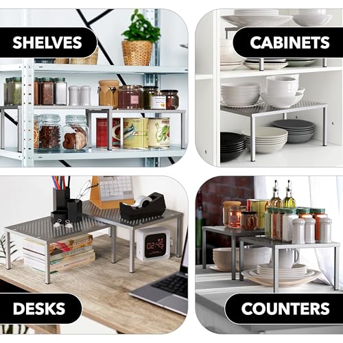 Simple Houseware Cabinet Counter Shelf Organizer w/Steel Surface - Image 8