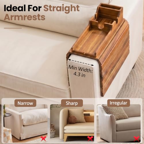 Acacia Couch Armrest Table, Over the Couch Arm Tray - Image 5