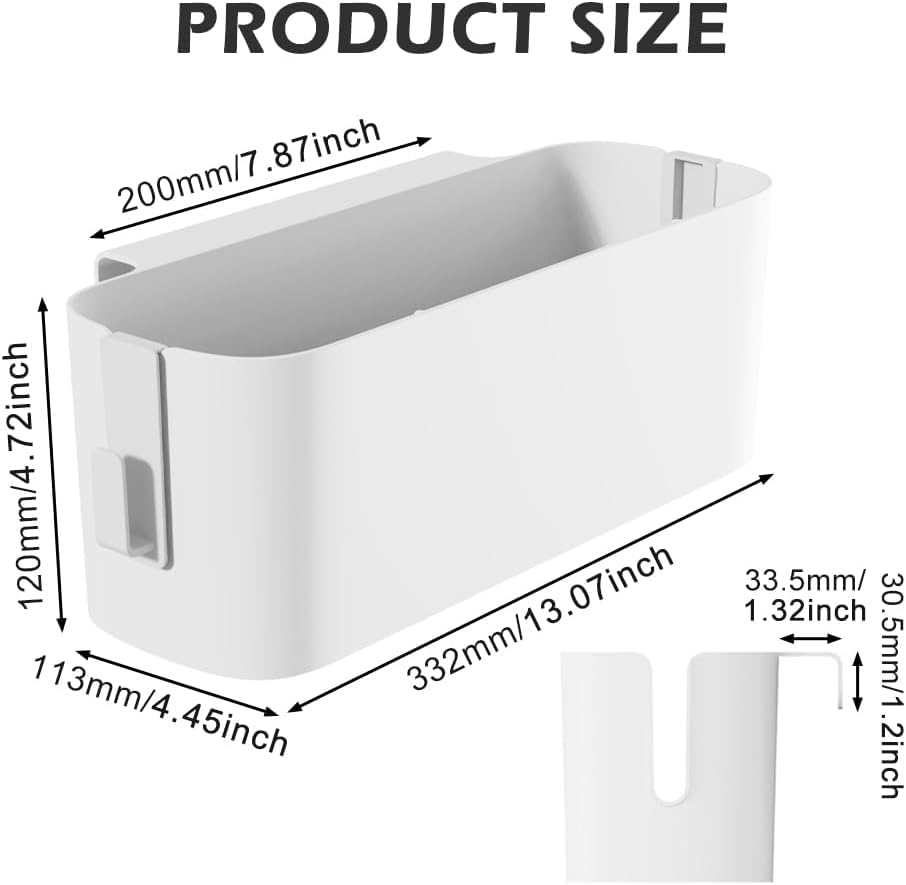 Bedside Hanging Caddy Storage Shelf Organizer with 2 Hooks White - Image 4