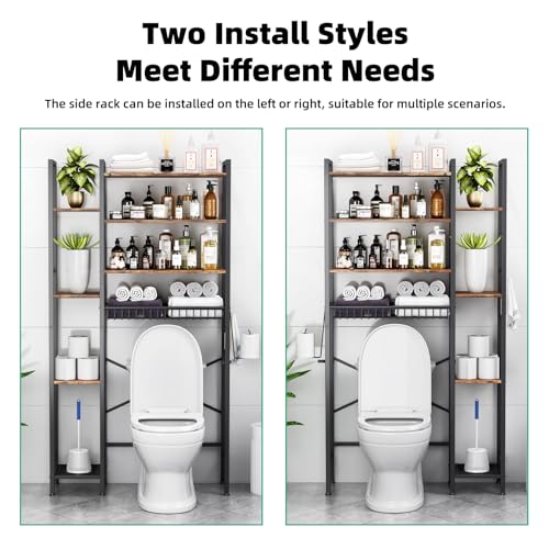 8-Tier Over The Toilet Storage with Side Rack, Over Toilet - Image 6