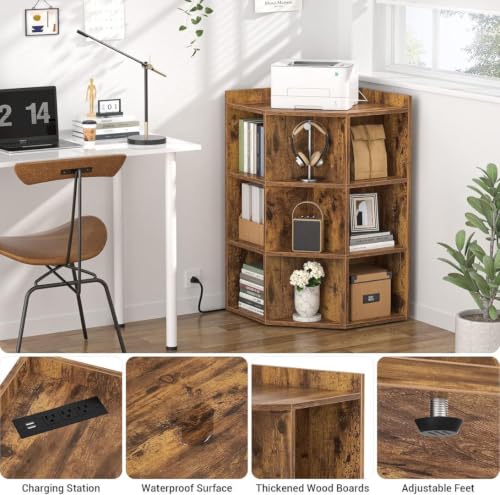 Aheaplus Corner Cabinet, Corner Storage with Power Outlets - Image 6