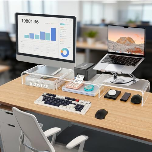 LEKETREE Acrylic Monitor Stand, Clear Monitor Stand for Desk - Image 3