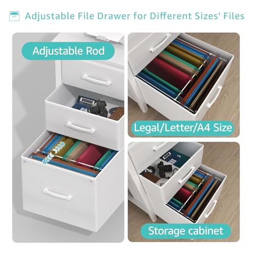 Lufeiya White Desk with File Drawers Cabinet, 47 Inc | All Products - Image 6