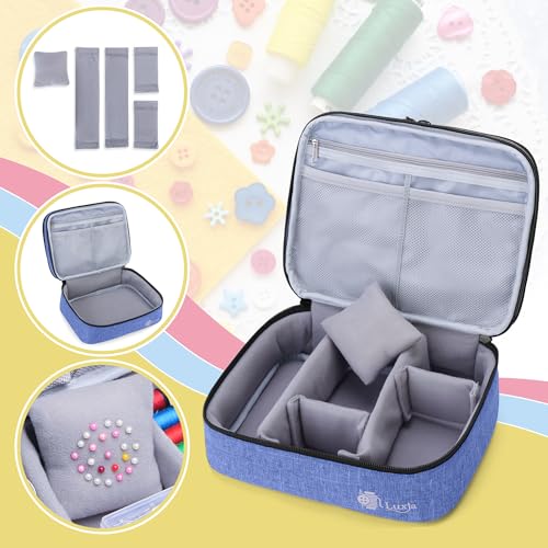 Luxja Double-Layer Medium Sewing Organizer, Dark Blue - Image 6