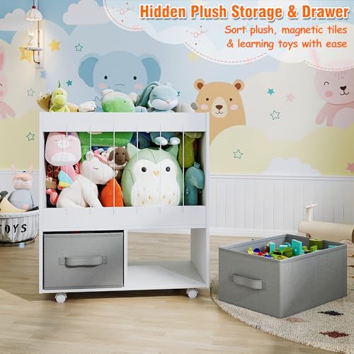 3-in-1 Wooden Toy Storage Organizer with Wheels, 2-Sided - Image 7