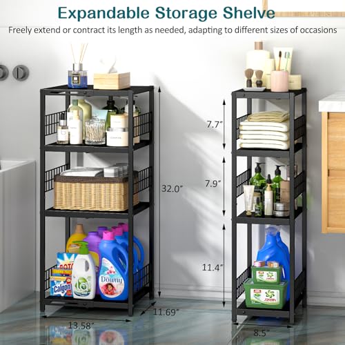 DAOUTIME Expandable Slim Storage Shelf, 4 Tier Metal Shelving - Image 6