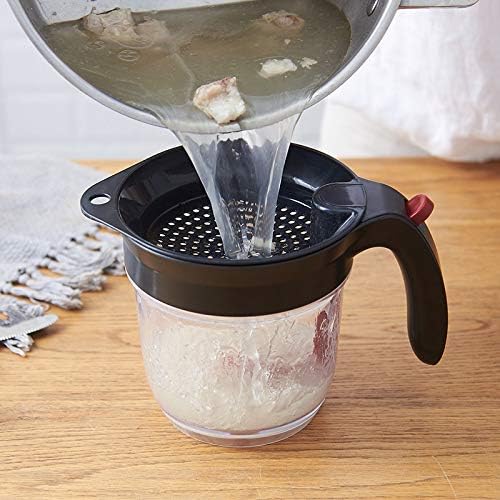 Fat & Grease Separator with Fine Mesh Filter and oil Sauce Separator Strainer with a bottom drain valve. Sauce separator strainer for healthier cooking. 33Oz or 0.975 Lt