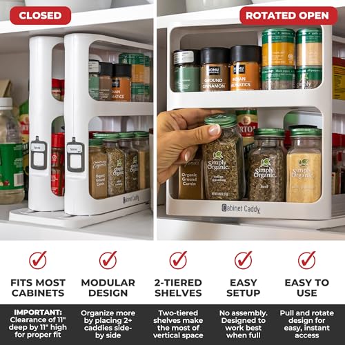 Cabinet Caddy Spice Rack Organizer for Cabinet, Pull & Rotate - Image 4