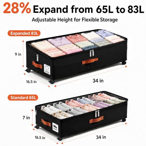 Under Bed Storage with Wheels, 2 Pack - Image 3