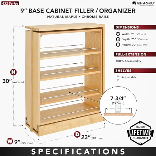 Rev-A-Shelf Kitchen Cabinet Pullout Base Filler, 9" W x 30" H - Image 4