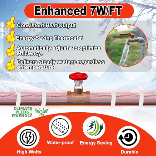 HEATIT 10FT Water Pipe Heat Tape, 7W/ft 120V Constant - Image 6
