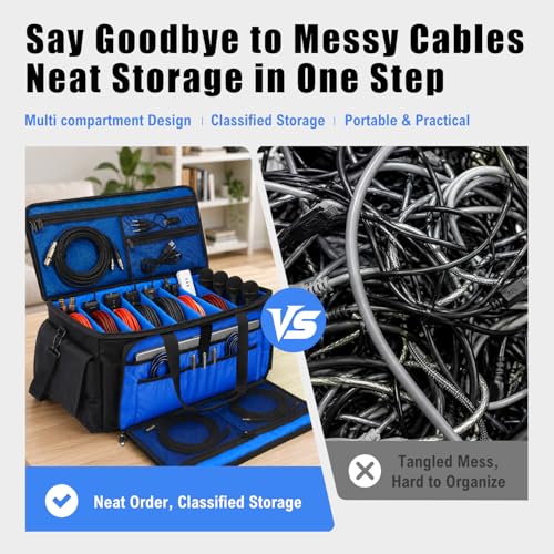 Large DJ Cable Bag Organizer with Laptop Pocket & | Home Organization - Image 6