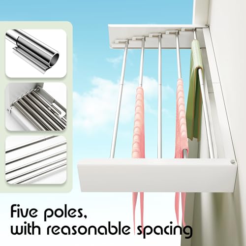 Wall Mounted Clothes Drying Rack 32", Foldable Drying Rack - Image 8