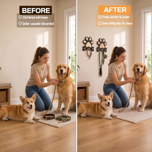 2 Pack Dog Leash Holder for Wall, Pine Wood Dog Leash | Pet Essentials - Image 6