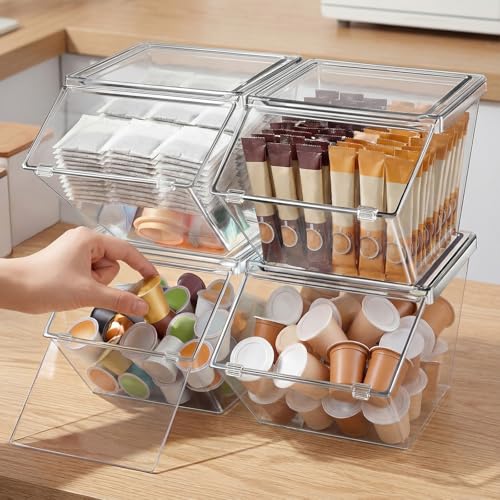 Yerliker 20 Pcs Stackable Storage Bins with Lids Organizer, Clear - Image 3
