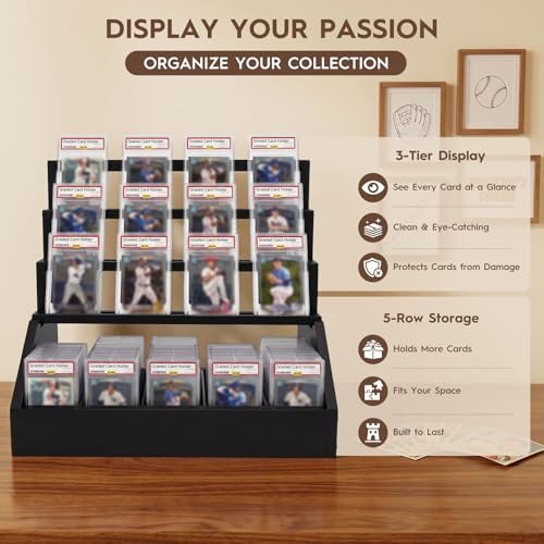 Trading Card Display Stand with 5-Row Storage，3-Tier - Image 6