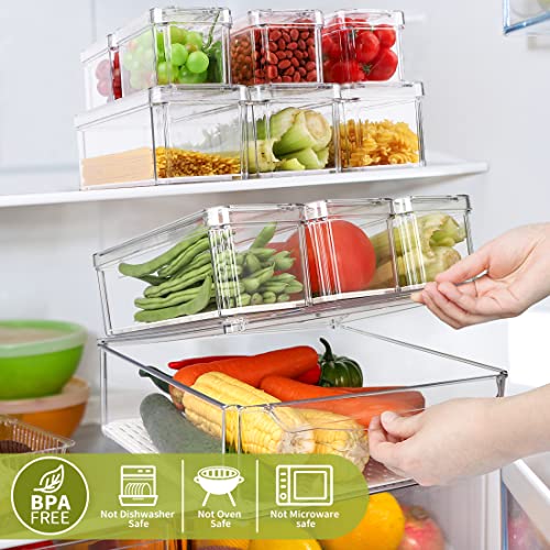 10 Pack Refrigerator Pantry Organizer Bins with Lids, Fridge - Image 3