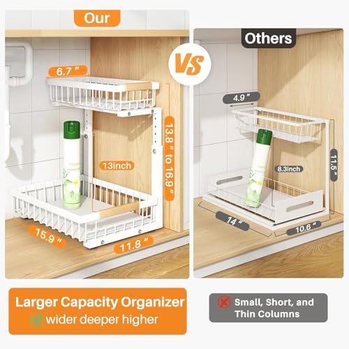 PXRACK Under Sink Organizer, Adjustable Height, 2 Ti | Under Sink Stor - Image 3