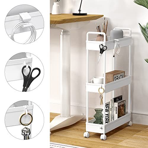 SOLEJAZZ Slim Rolling Storage Cart Skinny Bathroom Organizer, 3 - Image 4