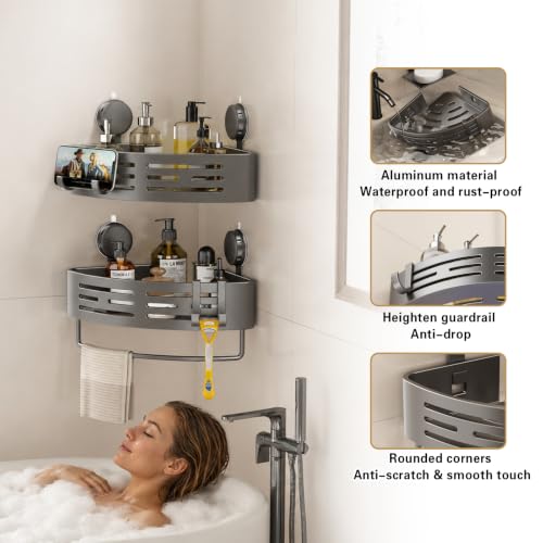 VOLPONE Corner Shower Caddy Suction Cup Shower Shelf Corner No - Image 4