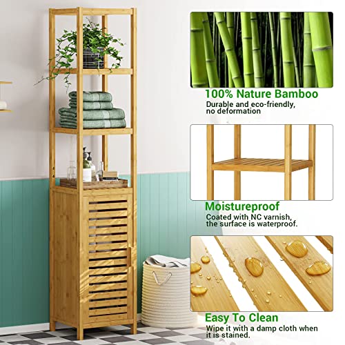 VIAGDO Storage Tall Slim Cabinet with Shutter Door and 3 Tier - Image 6