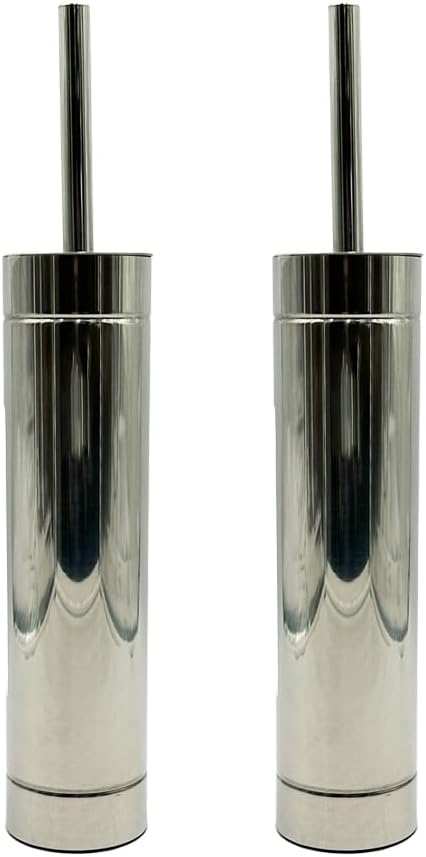 Toilet Bowl Cleaning Brush and Holder with Lid, Slim Design, 304 Stainless-Steel, Fingerprint-Proof, Rust Resistant, Heavy-Weight Base (2 Pack, Chrome)