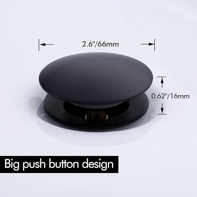 KES Pop Up Drain Without Overflow with Detachable Hair Catcher Sink Drain Strainer for Bathroom Sink Drain Matte Black, S2018D-BK