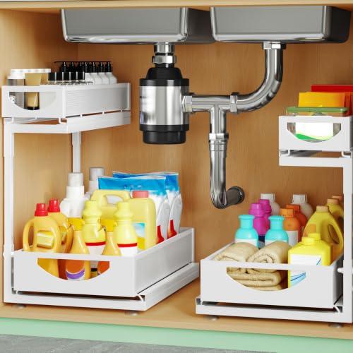 Under Sink Organizer, 2-Pack 2-Tier Pull Out Cabinet Organizers - Image 2